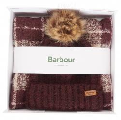 Ensemble bonnet et écharpe tartan Barbour saltburn Cabernet